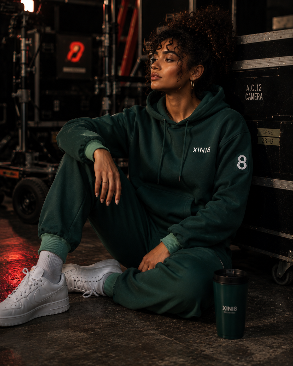 XINI8 Green Hoodie — scene